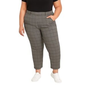 A New Day Womens XXL High Rise Plaid Slim Stretch Pull‎ On Cropped Pants New